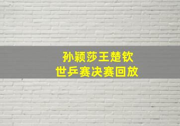 孙颖莎王楚钦世乒赛决赛回放