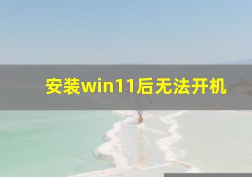 安装win11后无法开机