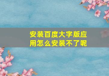 安装百度大字版应用怎么安装不了呢