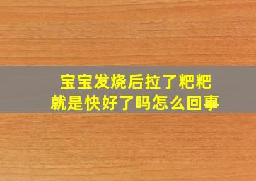 宝宝发烧后拉了粑粑就是快好了吗怎么回事