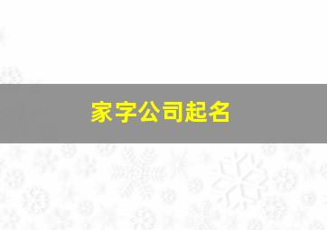 家字公司起名