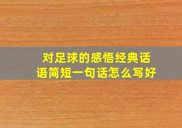 对足球的感悟经典话语简短一句话怎么写好