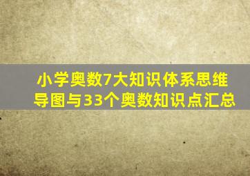 小学奥数7大知识体系思维导图与33个奥数知识点汇总