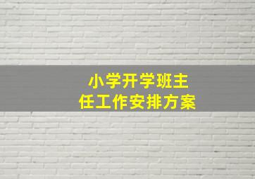 小学开学班主任工作安排方案