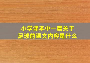 小学课本中一篇关于足球的课文内容是什么