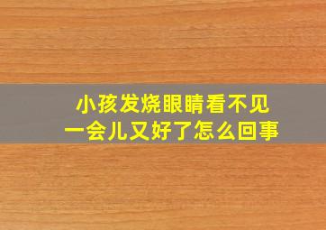 小孩发烧眼睛看不见一会儿又好了怎么回事