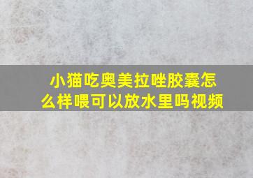 小猫吃奥美拉唑胶囊怎么样喂可以放水里吗视频