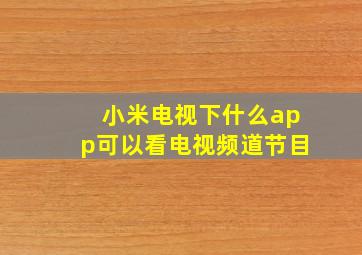 小米电视下什么app可以看电视频道节目