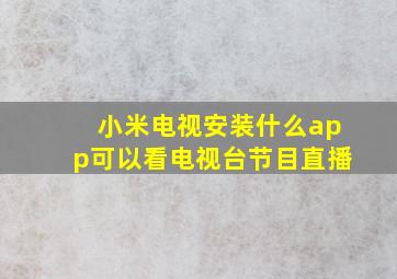 小米电视安装什么app可以看电视台节目直播