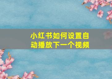 小红书如何设置自动播放下一个视频