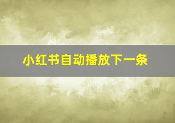 小红书自动播放下一条