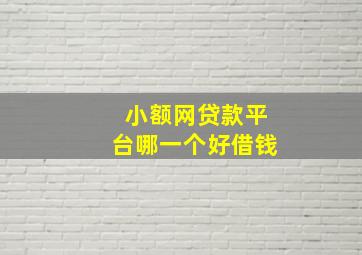 小额网贷款平台哪一个好借钱