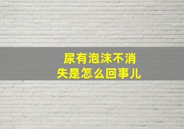 尿有泡沫不消失是怎么回事儿