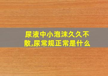 尿液中小泡沫久久不散,尿常规正常是什么