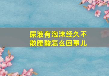 尿液有泡沫经久不散腰酸怎么回事儿