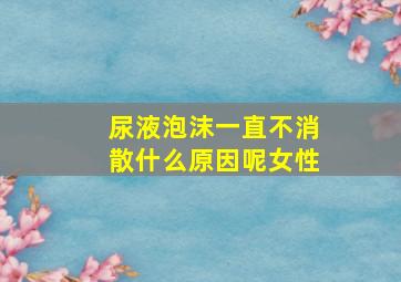 尿液泡沫一直不消散什么原因呢女性