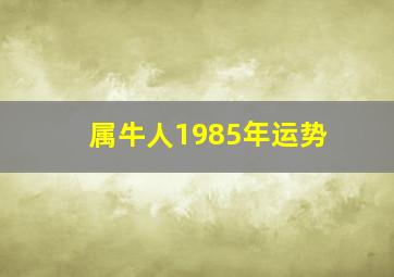 属牛人1985年运势