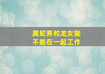 属蛇男和龙女能不能在一起工作