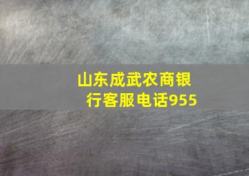 山东成武农商银行客服电话955