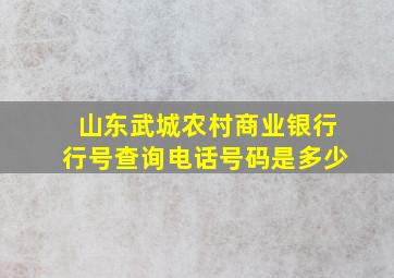 山东武城农村商业银行行号查询电话号码是多少