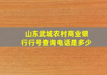 山东武城农村商业银行行号查询电话是多少