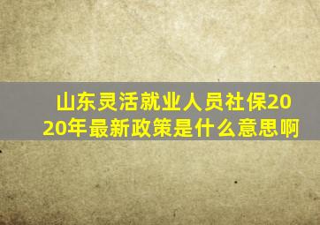 山东灵活就业人员社保2020年最新政策是什么意思啊