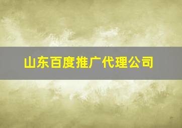 山东百度推广代理公司