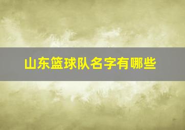 山东篮球队名字有哪些