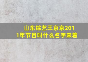 山东综艺王京京2011年节目叫什么名字来着