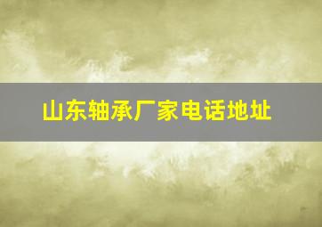 山东轴承厂家电话地址