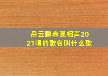 岳云鹏春晚相声2021唱的歌名叫什么歌