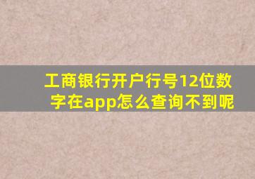 工商银行开户行号12位数字在app怎么查询不到呢