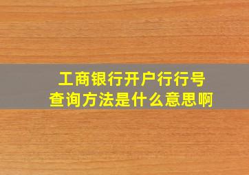 工商银行开户行行号查询方法是什么意思啊