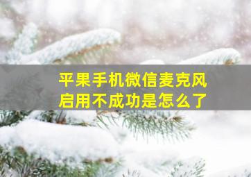 平果手机微信麦克风启用不成功是怎么了