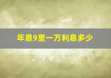 年息9里一万利息多少