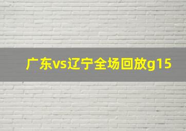 广东vs辽宁全场回放g15