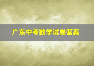 广东中考数学试卷答案