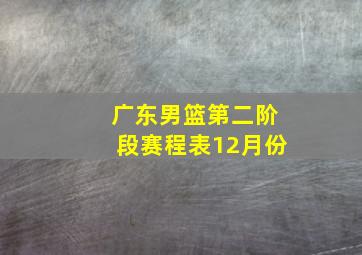 广东男篮第二阶段赛程表12月份