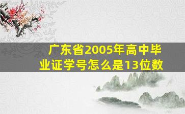 广东省2005年高中毕业证学号怎么是13位数