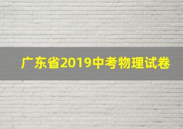 广东省2019中考物理试卷