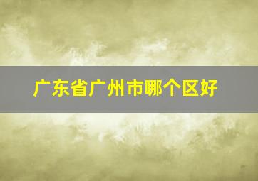 广东省广州市哪个区好