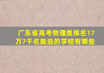 广东省高考物理类排名17万7千名能选的学校有哪些