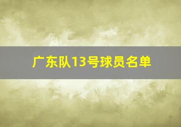 广东队13号球员名单