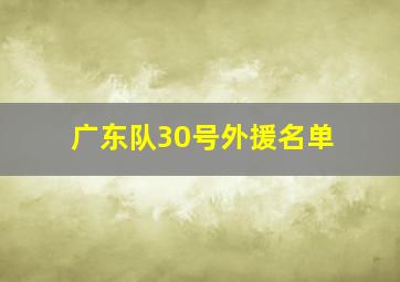 广东队30号外援名单