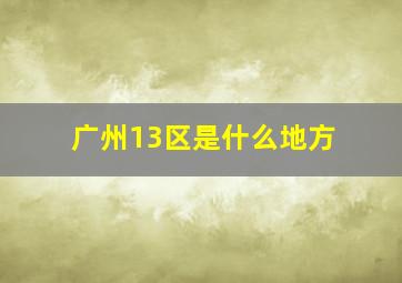 广州13区是什么地方