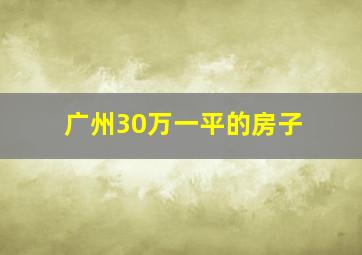 广州30万一平的房子