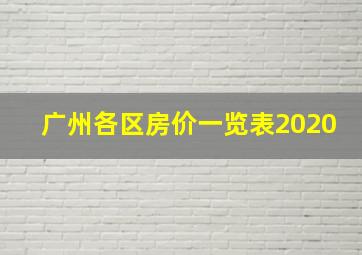 广州各区房价一览表2020