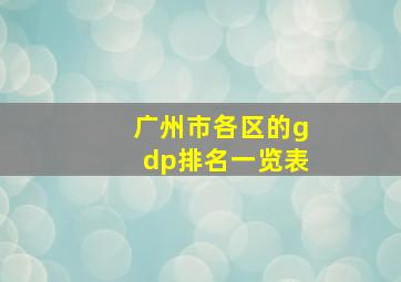 广州市各区的gdp排名一览表