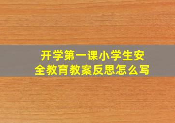 开学第一课小学生安全教育教案反思怎么写