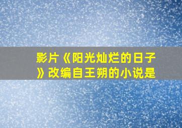 影片《阳光灿烂的日子》改编自王朔的小说是